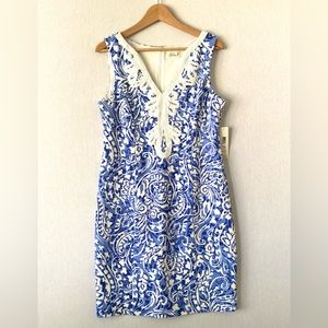 Eliza J Embroidered V-Neck Sheath Dress